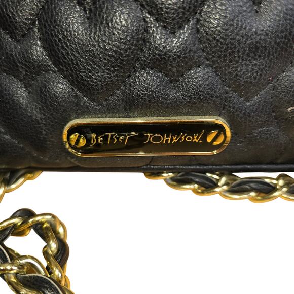 BETSEY JOHNSON Crossbody Purse Crossbody Small Hearts Bow Quilted Adorable! - Picture 5 of 10